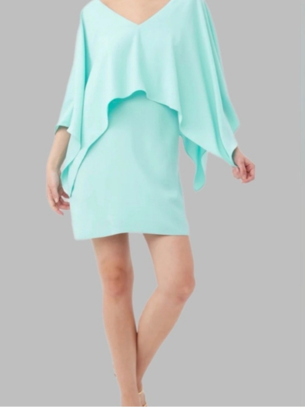 Trina Turk Aqua/ light blue  Layered V-Neck Shift Dress